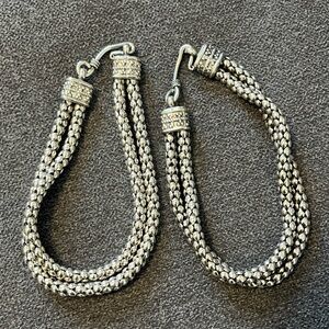 2 VTG Oxidized Sterling Silver 64g Popcorn Bracelets Double Strand Caviar 8.5”